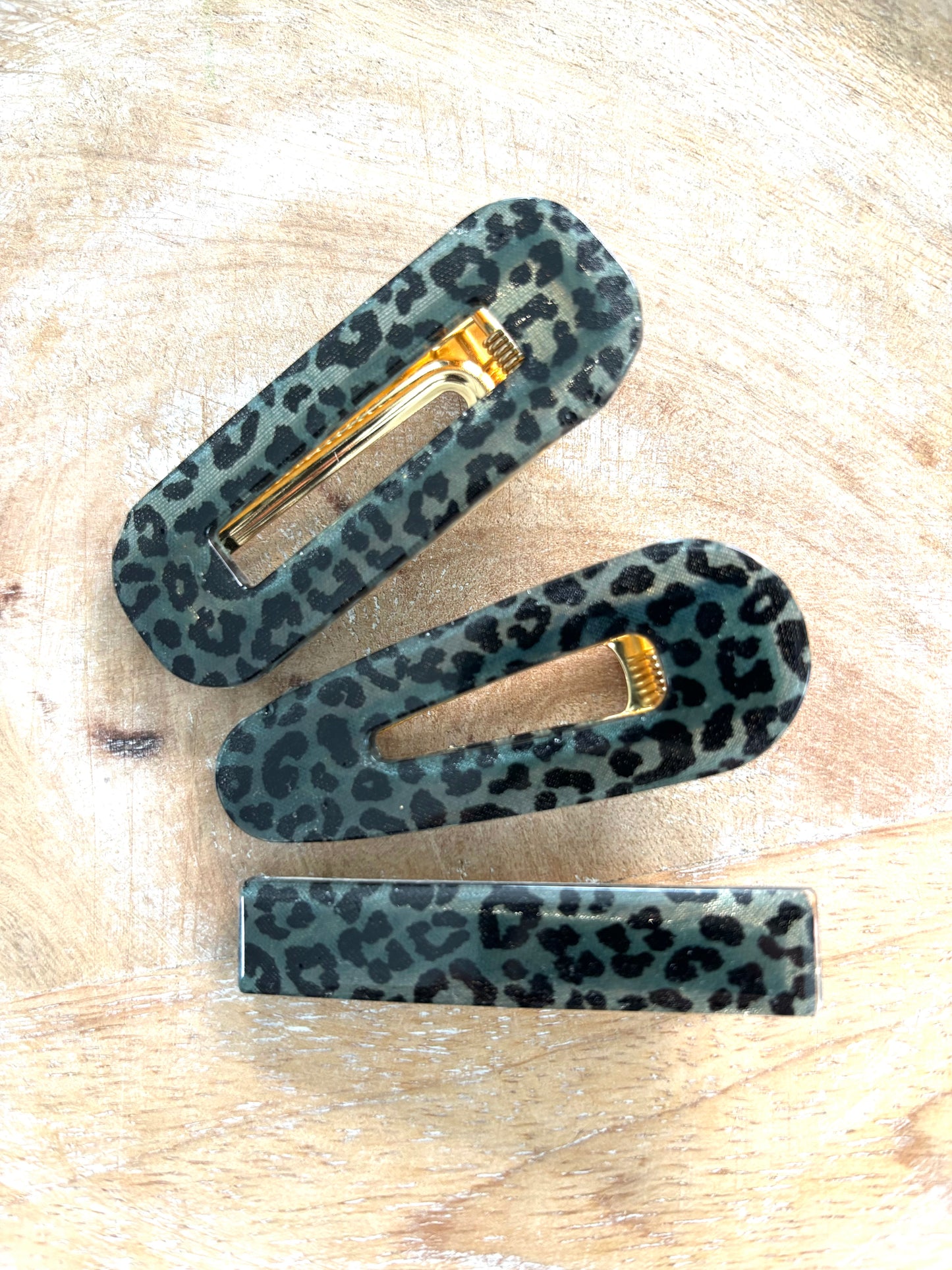 Barrette Léopard Kaki