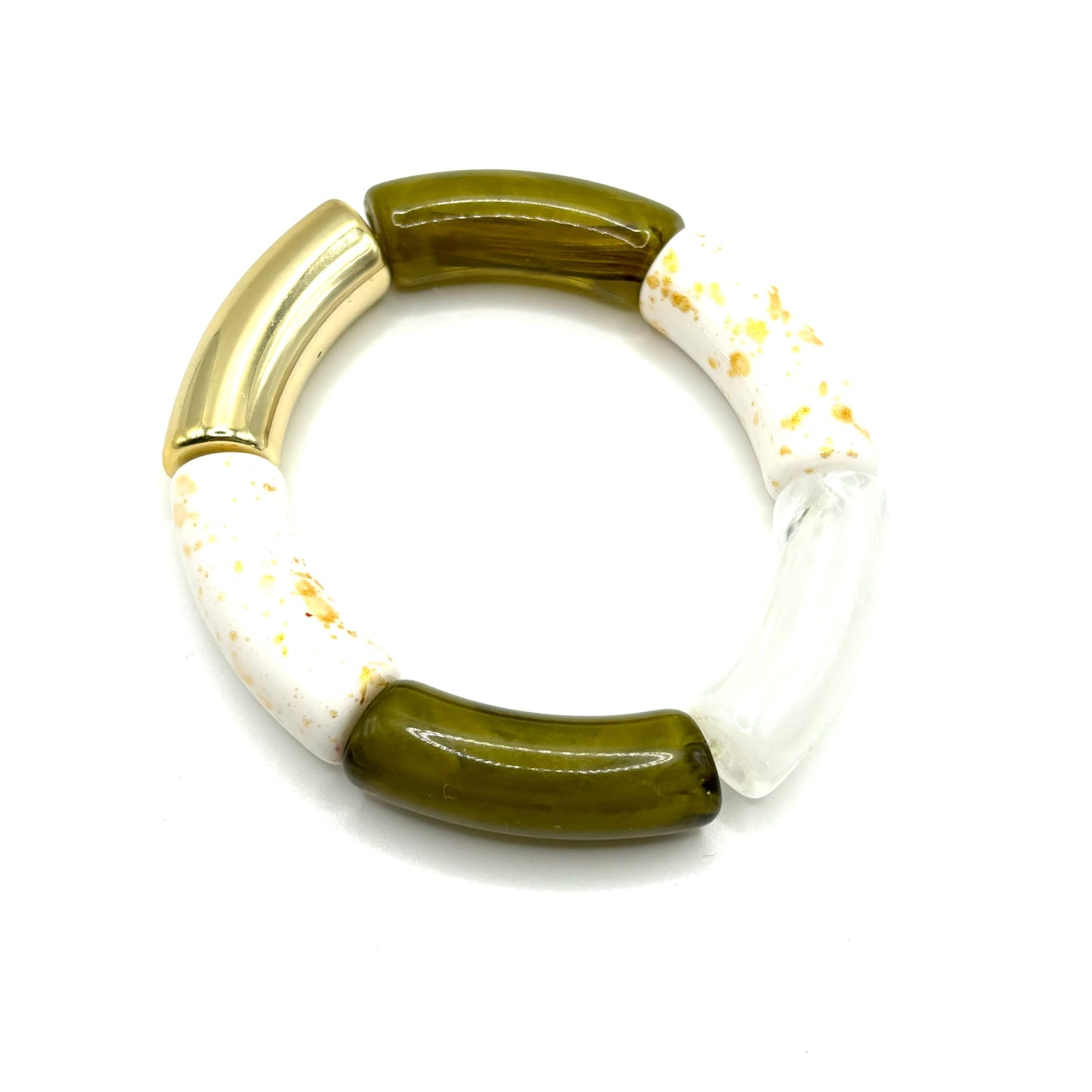 Jonc Vert olive et Blanc doré