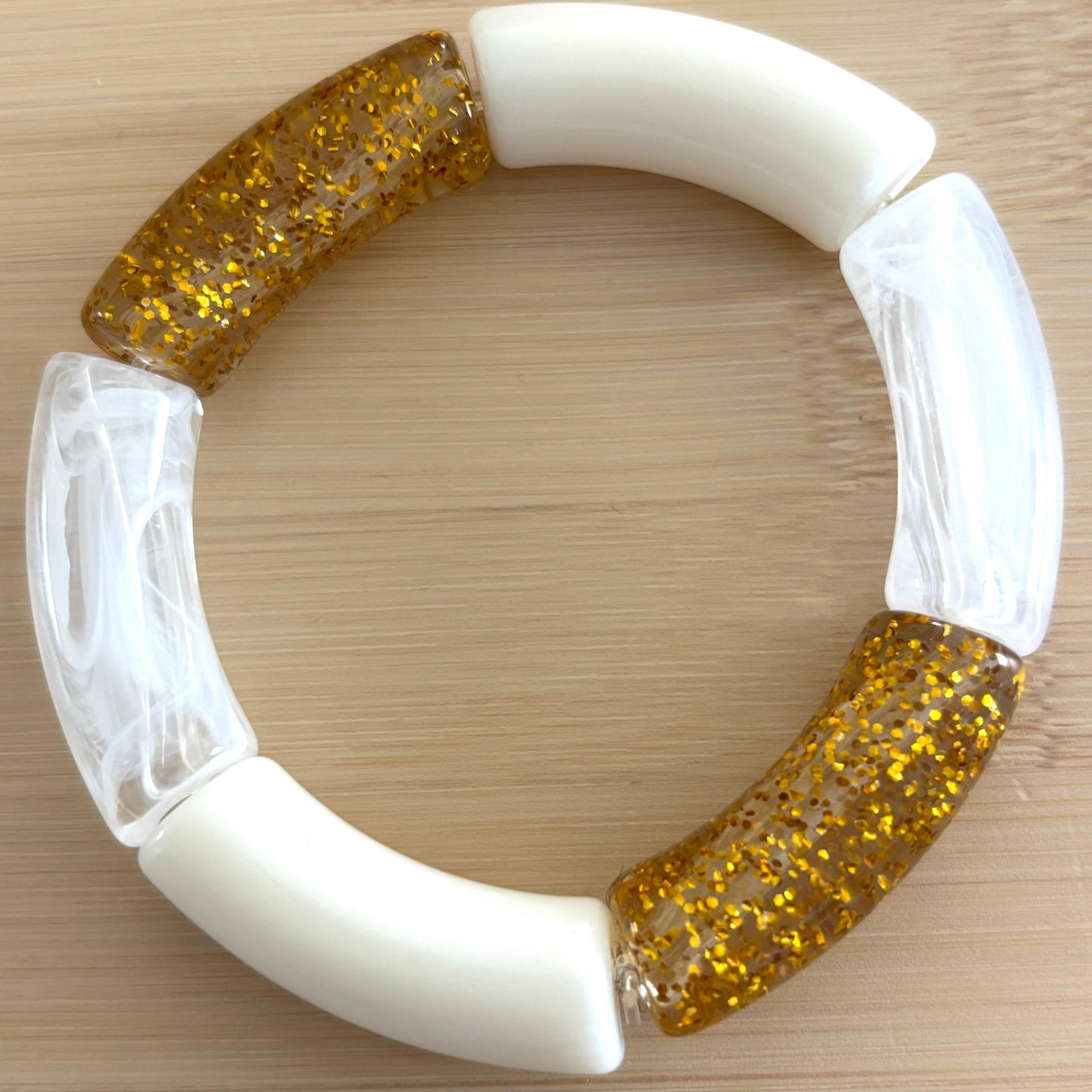 Jonc pailleté doré et blanc