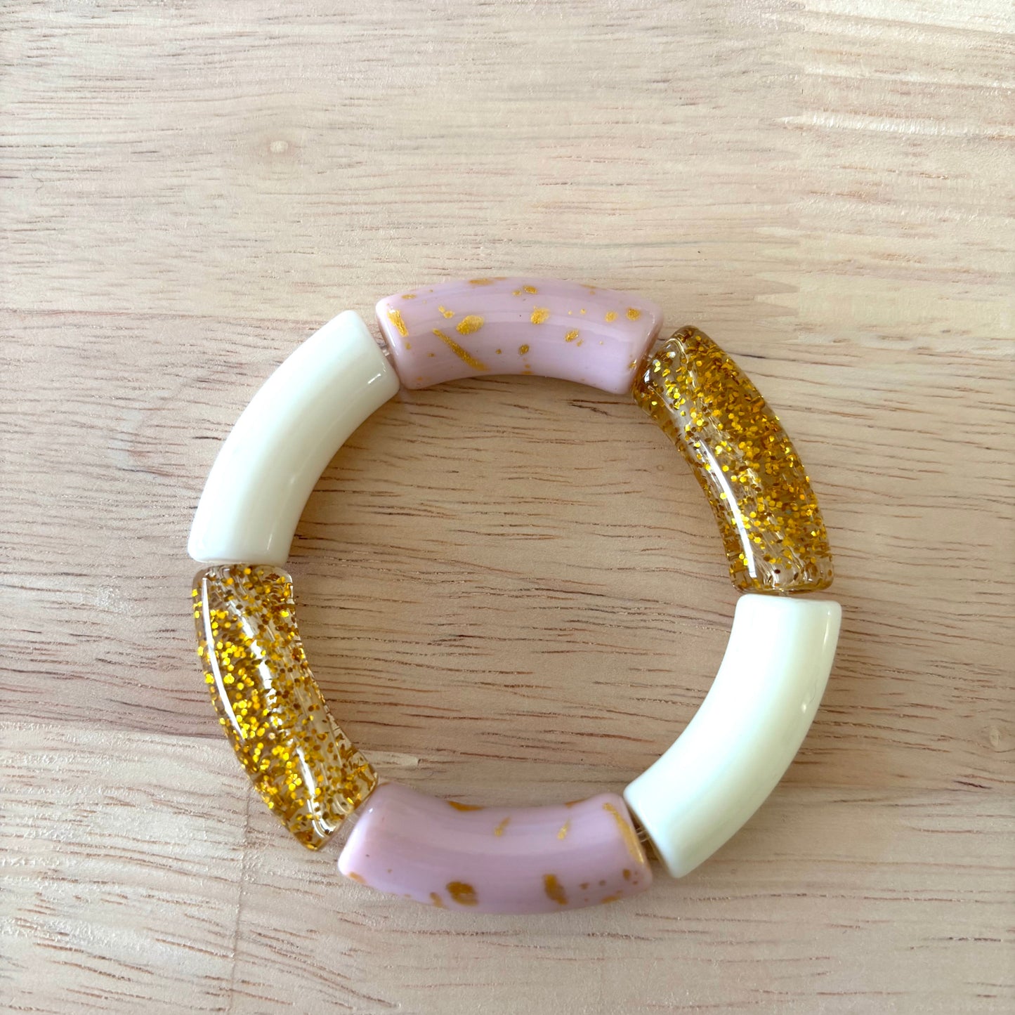 Jonc rose doré pailleté