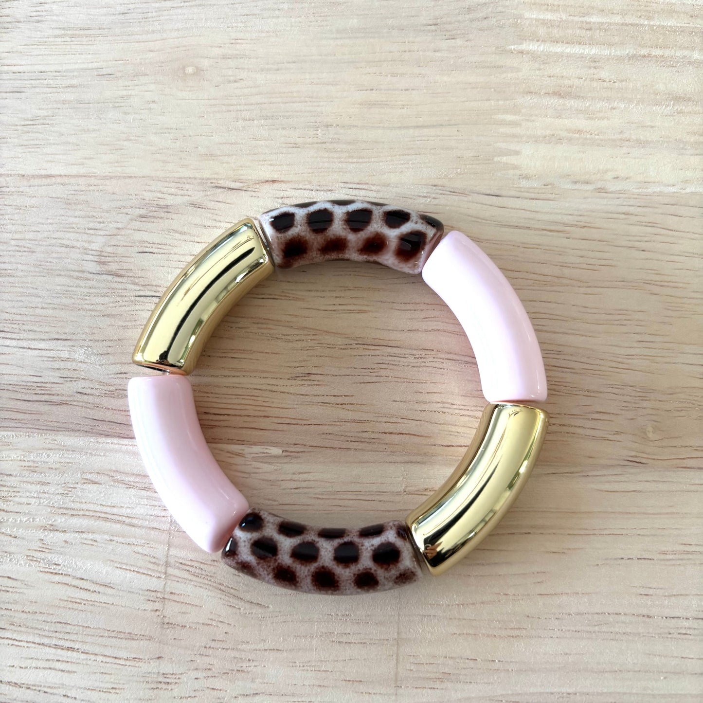 Jonc Léopard rose clair et doré