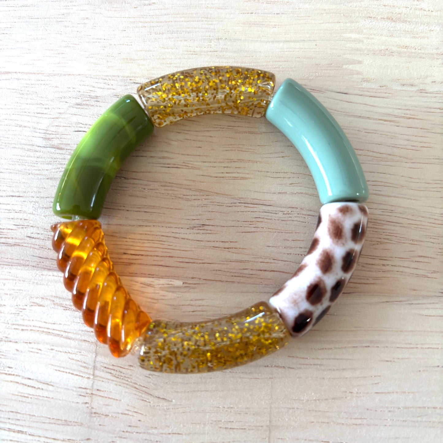 Jonc doré pailleté léopard