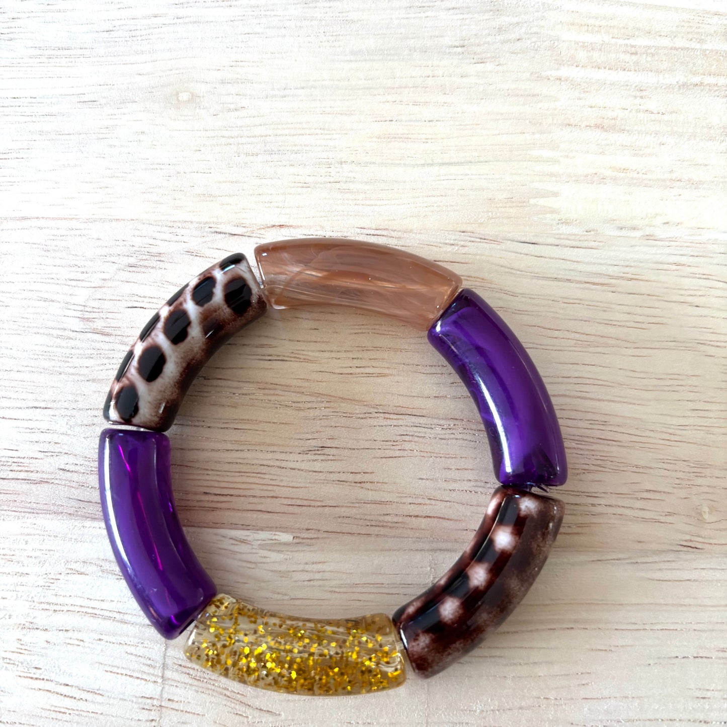 Jonc violet léopard pailleté