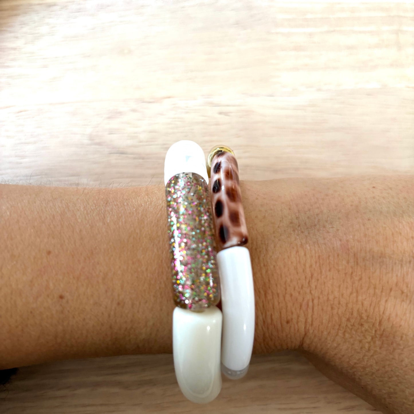 Jonc pailleté multicolore blanc