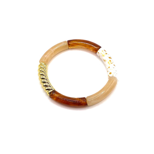 Jonc résine marron blanc pailletté